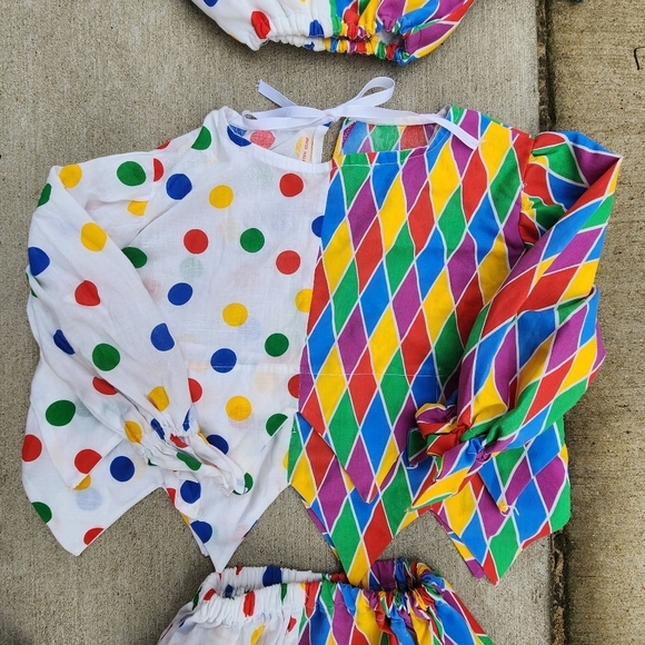 Vintage Handmade Child's Childrens Clown Jester Halloween Costume Cosplay Unisex - Picture 3 of 4